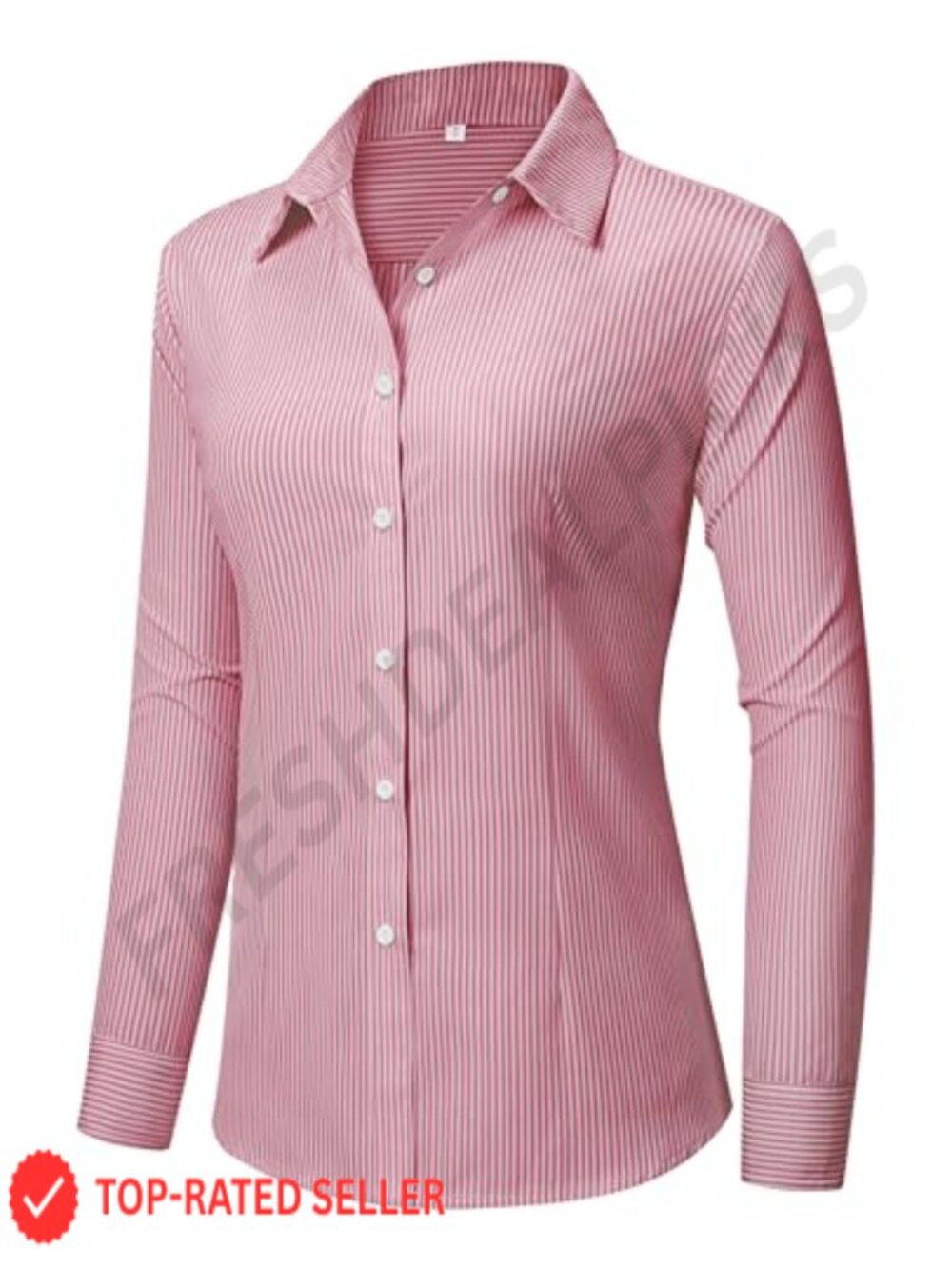 Women's Long Sleeve Button Down Shirt Wrinkle-Free Stretch Blouse Work Office